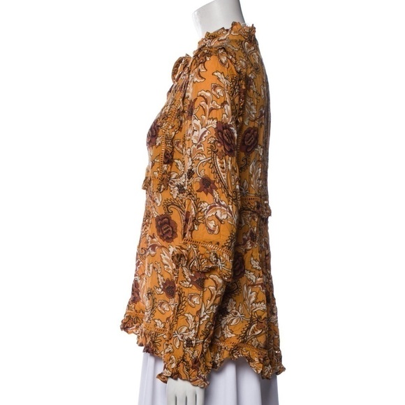 SPELL Fall Brown Etienne Blouse Paisley Floral Top Size Small NWT - Picture 7 of 8